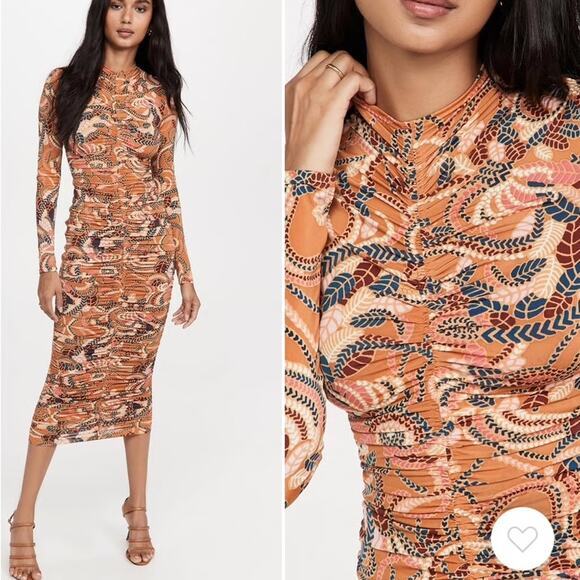 A.L.C. Ansel Long‑Sleeve Ruched Bodycon Midi Dress - Picture 5 of 14